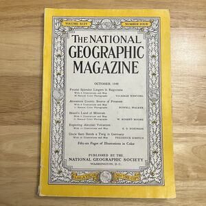 Vintage National Geographic October 1948 Rajputana Aroostook Brazil Volcano